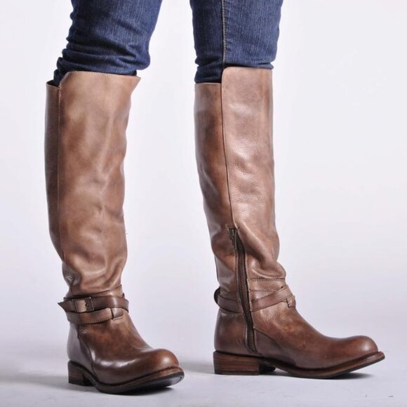 Bed Stu BRISTOL Rustic Tan leather handmade Tall Distressed Brown Boots 9.5 - Picture 1 of 16
